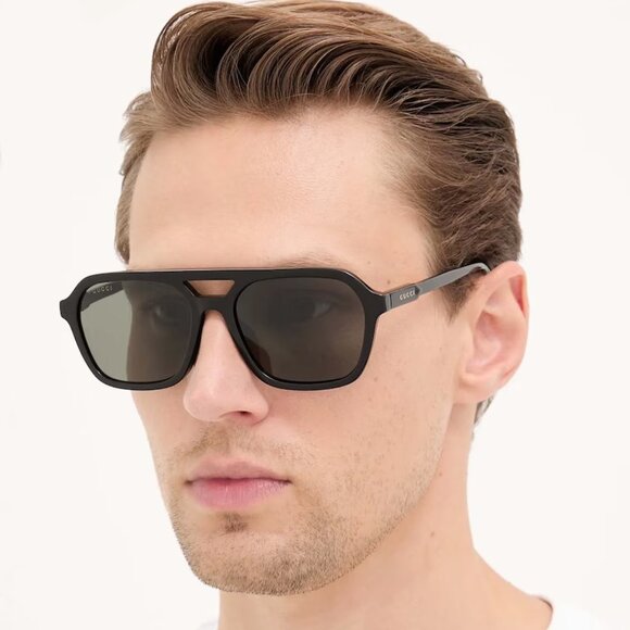 Gucci Women Sunglasses Black Grey Pilot GG1823SA 001 NEW AUTHENTIC